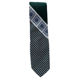 Unbranded Mens Vintage Brocade Polyester Green Blue White Wide Tie 54"